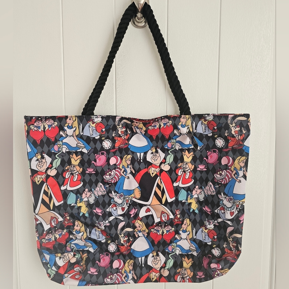 NWOT FAST FORWARD Alice & Wonderland Large Colorful Character Print Tote Bag
